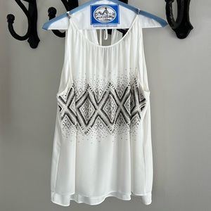 White House Black Market Flowy Beaded Halter Top Blouse Medium